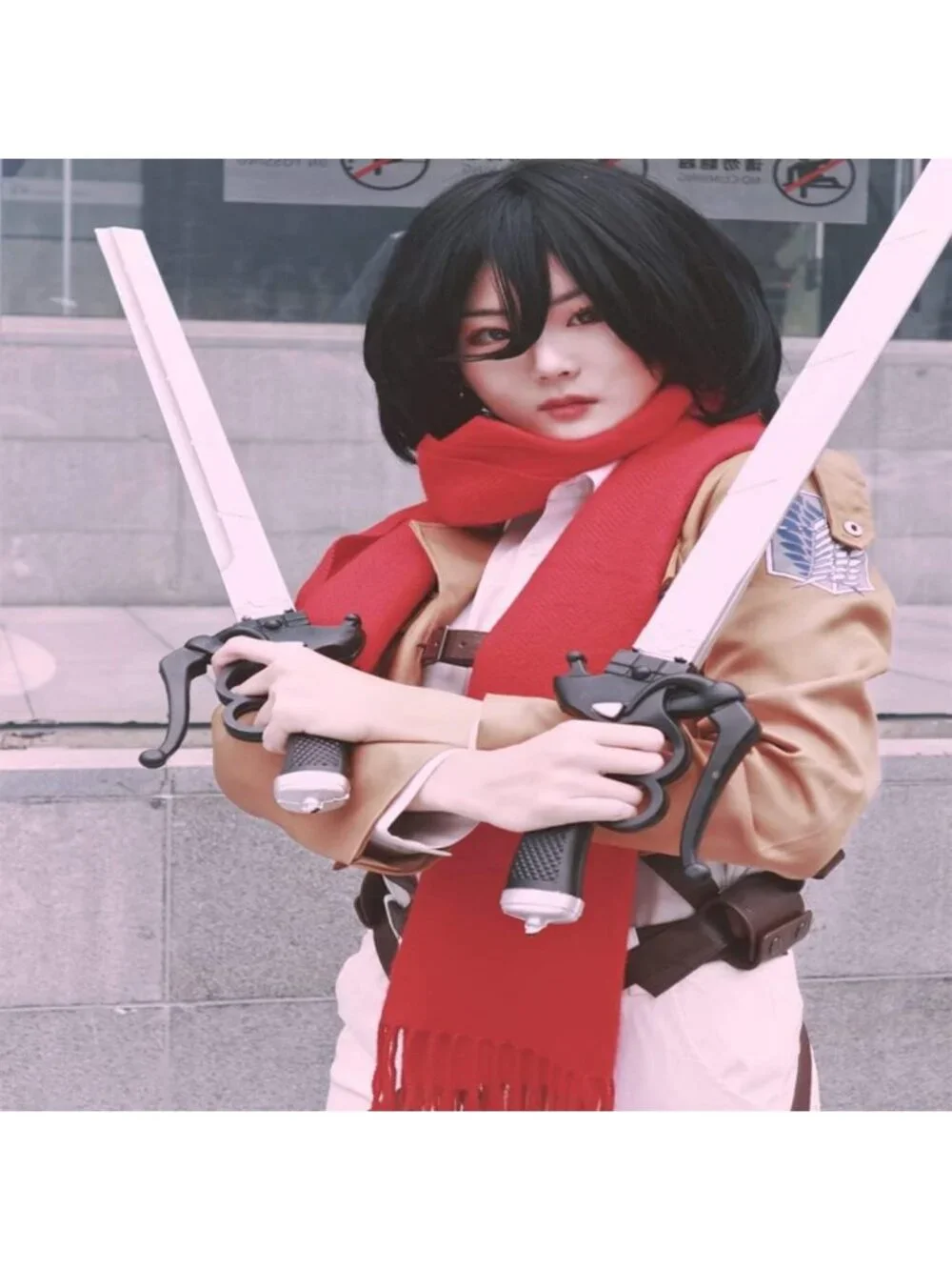 2PCS 37in Foam Attack Swords - Shingeki Cosplay Props for Halloween & Gifts